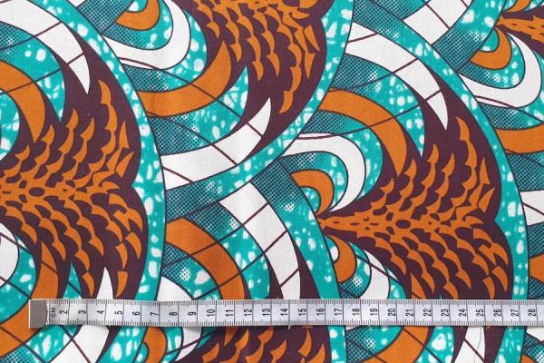 TURQUOISE CHRISTMAS TREE Waxprint Stoff